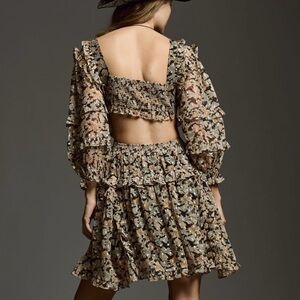 Anthropologie V-Neck Ruffle Cutout Dress Large